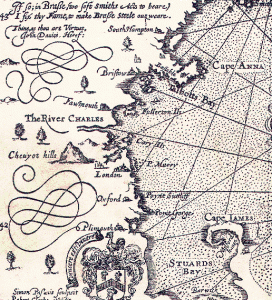 Detail from John Smith’s 1628 Map of New England
